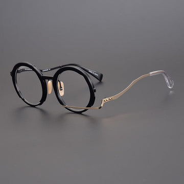 Paddy Retro High-Grade Hand-Made Round Glasses Frames Round Frames Southood Black-gold